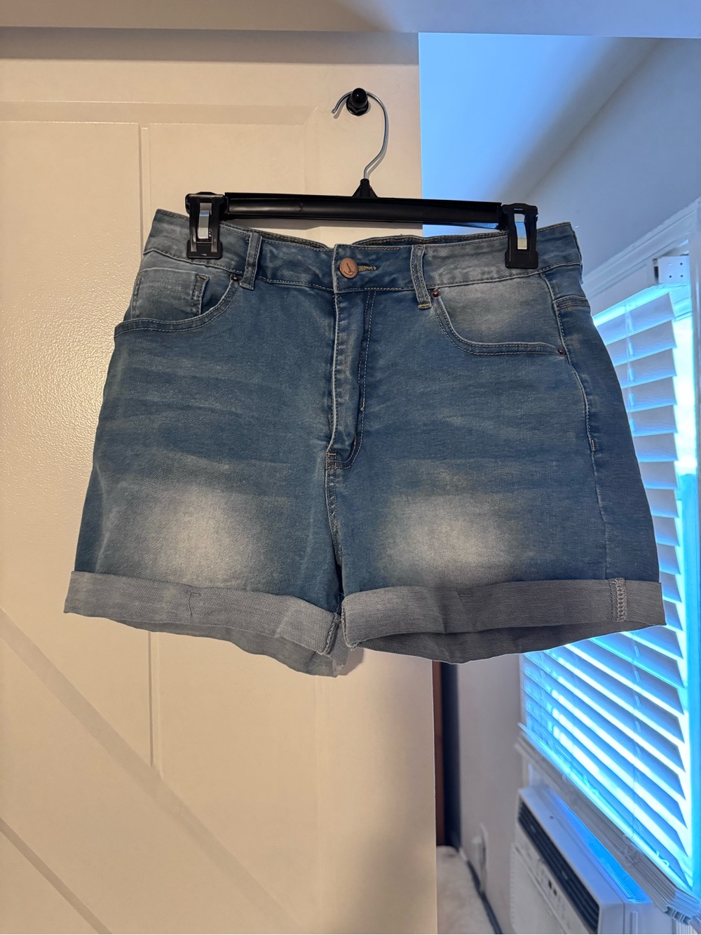 Classic Blue Denim Roll-Cuff Women's Shorts